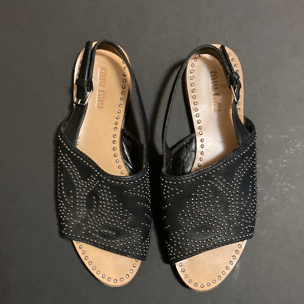 Miu Miu Black Studded Sandals
